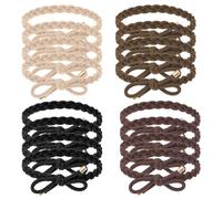Shimmeroo 16 lazos trenzados para el pelo, pulseras de pelo con lazo para mujeres y niñas, bandas elásticas anudadas de goma, no dañan la coleta, 4 colores