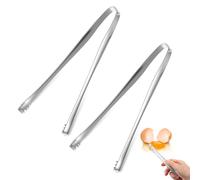 Shimmeroo 2 herramientas de eliminación de huevos de chalaza, pinzas de acero inoxidable, diseño dentado, pinzas removedoras de membrana de fragmento de cáscara de huevo, herramienta de cocina