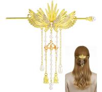 Shimmeroo Golden Wings - Palillos chinos para el cabello, palillos vintage para mujer, moños, pelo largo, Hanfu, accesorios para el cabello asiático
