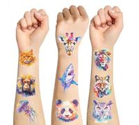 Shimmerz 66 Piezas de Tatuajes para niños, Tatuajes temporales de Tigre Unicornio y Acuarela de Animales para cumpleaños Infantil