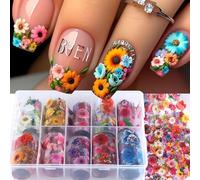 Shimmerz Blumen Nagelkunst Folien Übertragung Aufkleber, 1 Caja Pegatinas de Transferencia de Folia para Uñas de Margarita Rosa, Papel de Cielo Estrellado de Flores Accesorios de Manicura
