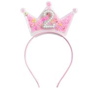 Shimmerz Diadema de Cumpleaños Corona Para Niñas Pequeñas 2 3 4 5 6 7 8 Años Princesa Tiara Rosa Accesorios de Pelo Para Dos Años