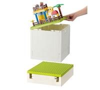 SHIMOYAMA Caja de almacenamiento plegable con tapa de base para bloques Duplo de 26 qt. Caja de almacenamiento apilable de 25 l para ladrillos Lego Duplo (verde)