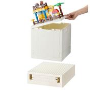 SHIMOYAMA Caja de almacenamiento plegable con tapa de base para bloques Duplo de 26 qt. Caja de almacenamiento apilable de 25 l para ladrillos Lego Duplo (blanco)