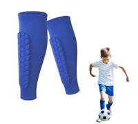 Shin Defender Shin Guards Kids, Soccer Shin Guards for Youth Adult, Calf Compression Sleeve with Honeycomb Pads (L(Age 14+),Blue)
