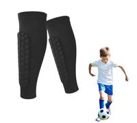 Shin Defender Shin Guards Kids, Soccer Shin Guards for Youth Adult, Calf Compression Sleeve with Honeycomb Pads (M(Age 11-13),Black)