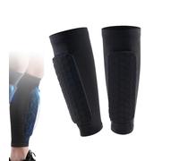 Shin Defender Shin Guards, Shindefender Shins Guards, Soccer Calf Compression Sleeves,with Honeycomb Pads for Kids, Teens and Adults. (Black,S)