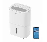 SHINCO WIFI Deshumidificador Portátil 50L/Día con Bomba Elevadora, Purificador de Aire, Filtro de Carbón Activado, Temporizador de 24 Horas, Drenaje Continuo, Función de Secadora, Blanco