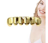 Shine bliing Toothpiece - Dientes dorados estilo Hip Hop, Diente Hiphop bliing | Tapas Brace para Hiphop, parrilla de dientes chapada en oro, juego e inferior Brace, tapas de dientes dorada