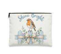 Shine Bright - Neceser de maquillaje floral vintage para mujer, organizador portátil de lona con cremallera, neceser de viaje de primavera, Blanco, 7x9 Inch, Pájaro