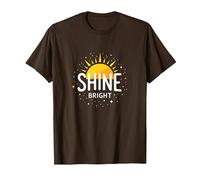 Shine Bright Sun Design Inspirationende Wand Camiseta, Hombre, Marrón, XL