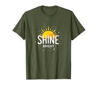 Shine Bright Sun Design Inspirationende Wand Camiseta, Hombre, Verde Oliva, XL