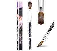 Shine Chance Pincel acrílico para arte de uñas, tamaño 16, 100 % puro, pelo Kolinsky, cepillo ovalado para aplicación acrílica, herramienta profesional de manicura para extensión de uñas, bolígrafo de