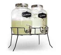 SHINE Distribuidor DE Bebidas Dobles 8L- Vidrio Mason Jar Home Party Picnic Barbacoa DE Jardin