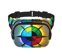 Shine in all directions Riñonera cuadrada de doble capa con correa ajustable para actividades al aire libre, color negro, talla única, Black, Talla única