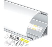 Shine Plus Perfil Aluminio Tira LED, 20 Pack 2m Perfil LED de Aluminio para Led Forma de U, Canal de aluminio Difusor led, con de interior, Tapas finales, Clips de Montaje (FS30, 20 Pack×2 Metros)
