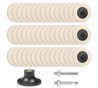 Shineboc Rueda De Pulido De Lana 50mm, 48 Piezas Con Soporte De Disco De 2 Pulgadas Con Vástago De 1/4 De Pulgada Para Proyectos De Pulido Y Abrillantado