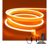 ShineBurky LED Neon Strip 5M Naranja, Tira LED Neon IP65 Impermeable | 12V Flexible Regulable Neon Luces Recortable para Escaleras Jardín Patio Vitrina Bar Fiesta Sala de Juegos (mit Adaptador)