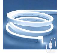 ShineBurky Tira LED de Neon Blanco Frío 5 Metros, 12V Tira Luz de Neón IP65 Impermeable Flexible Regulable Neon Luces para la Decoración de Interiores y Exteriores, Fiesta (No Adaptador de Corriente)