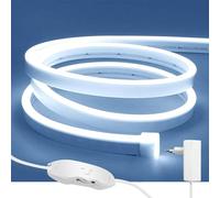 ShineBurky Tira LED de Neón Blanco Frío 5M, 12V Luz de Neon Impermeable IP65 Regulable LED Strip Flexible para Interior Exterior Cocina TV Decoración Accesorios de Juego [con Adaptadores]