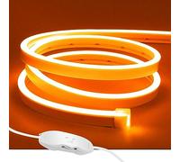ShineBurky Tira LED de Neon Naranja 5 Metros, 12V Tira Luz de Neón IP65 Impermeable Flexible Regulable Neon Luces para la Decoración de Interiores y Exteriores, Fiesta (No Adaptador de Corriente)