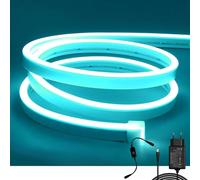 ShineBurky Tira LED Neón 12V Azul Helado, 5M Tiras de Luz LED Neon Impermeable IP65 Regulable Luces LED Strip Flexible Cortable para Cocina TV Exterior Habitacion Decoración [con Adaptadores]