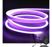 ShineBurky Tira LED Neón 12V Rosa Púrpura, 5M Tiras de Luz LED Neon Impermeable IP65 Regulable Luces LED Strip Flexible Cortable para Cocina TV Exterior Habitacion Decoración [con Adaptadores]