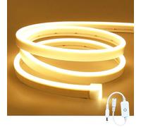 ShineBurky Tira LED Neon Blanco Cálido 5 Metros, 12V Tira Luz de Neón IP65 Impermeable Flexible Regulable Neon Luces para la Decoración de Interiores y Exteriores, Fiesta (No Adaptador de Corriente)