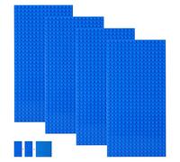 shineFinder Juego de Placas de construcción compatibles con la mayoría de Las Marcas, Placas Base rectangulares de 25,6 x 12,8 cm con 16 x 32 Puntos para Juegos creativos (4PCS, Azul)
