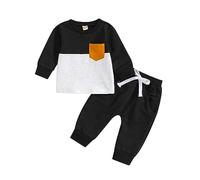 SHINEHUA - Conjunto de bebé para niño de moda decontracte camisa sudaderas para bebé con bolsillo y pantalón cintura elástica Streetwear chándales para niño