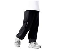 SHINEHUA Jogging Niño Niño Pantalones anchos con Pierna Recta holgada Cintura Elástica Moda Entrenamiento Pantalones Y2k Cómodo Casual Pantalones Streetwear para Niños, A-le negro, 11-12 años