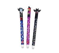 Shinekoo Juego de 3 bolígrafos de gel borrables de Halloween, diseño de animales, calabaza, murciélago, bruja, bolígrafos borrables para niños que aprenden y escriben, 3 ml