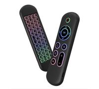 Shinekoo Mando a distancia por voz 2.4G BT 5.2 modo dual compatible con mouse inalámbrico M5, retroiluminación de 7 colores, mini teclado de aprendizaje IR para Android TV Box
