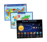 SHINEOFI 1 Juego Espacio Pósters Mapa Del Mundo Mapa Geografico Para Aprender Mapa Educativo Mapa Del Solar Decoración Del Aula De Primaria Mapa De Estados Unidos Papel Ultravioleta