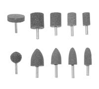 SHINEOFI 10 Cabezales Abrasivos de Corindón Marrón para Amoladora Eléctrica Formas Cilíndricas y Cónicas Juego de 10 Piezas Muelas Abrasivas Montadas para Pulido Esmerilado y