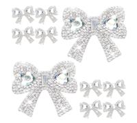 SHINEOFI 10 Parches de Nudo de Lazo Hechos a Mano en Plata Cristal Brillante para Decoración de Ropa y Creación de Bolsos en Manualidades DIY