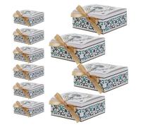 SHINEOFI 10 Unidades Caja de Obsequio Cuadrada de Papel con Diseño de Palmera y Media Luna, Resistente a Aplastamientos, Apilable para Decoración de Fiesta y Hogar en Eid Mubarak y Ramadán