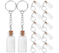 SHINEOFI 12 Piezas Llaveros Mini Botellas de Vidrio de 5 Ml con Tapa y Llavero Plateado, Frascos Transparentes para Manualidades, Regalos Diy, Almacenamiento de Especias y Recuerdos, para