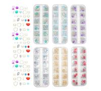 SHINEOFI 12cuadrículas Gemas De Imitación Decoración De Uñas De Uñas Accesorios Para Manicura Cristales Perlas Estilo Brillante Fácil De Aplicar Para Damas