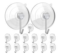 SHINEOFI 15 Piezas Gancho de Ventosa Transparente de 45mm, Colgador Único | PVC y Hierro, Instalación sin Taladro, Reposicionable, para Llaveros, Paredes, Cocina y Decoración Estacional