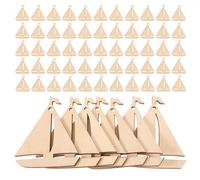 SHINEOFI 150 Unidades Adornos de Madera para Pintar Forma de Embarcaciones de Vela Mini, Decoración Náutica Creativa de Madera Beige para Manualidades y Regalos Originales