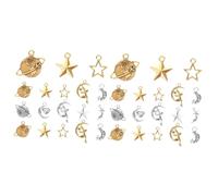 SHINEOFI 2 Juegos Fabricación De Joyas Con Baratijas Del Espacial Cuentas Para Pulseras Encanto Amuletos De Plata Para La Fabricación De Joyas Cuentas De Macramé Metal 50 Uds * 2