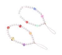 SHINEOFI 2 Piezas Cadena Colgante para Teléfono Móvil con Perlas y Estrellas Decoración y Antipérdida Correa de Muñeca Ligera y Duradera para Accesorios Electrónicos