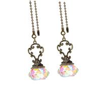 SHINEOFI 2 Piezas Cadenas de Ventilador Colgante de Prisma de Bola de Cristal Accesorios Decorativos Iluminación de Hogar Estilo Chic y Elegante