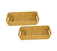 SHINEOFI 2 Piezas Cesta de Almacenamiento de Plástico con Asas y Divisores Únicos para Maquillaje y Artículos de Aseo, Organizador para Tocador Estilo Japonés Vintage, 33 X 13 X 8 Cm