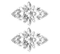 SHINEOFI 2 Piezas Clip de Piedra Transparente para Zapatos Forma de Flor Hebilla de Zapato Gemas de Imitación Aleación y Rhinestones Blanco Clip-on y Boda Adorno DIY