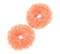 SHINEOFI 2 Piezas Coletero Elástico de Pelo Esponjoso Naranja para Coleta | Relleno de Fluff y Cuerda Elástica, Tacto Cómodo, Sujeción Firme, Lleva Muñeca