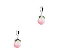 SHINEOFI 2 Piezas colgante de melocotón piña encanto pendientes equipo turquesa durazno san valentín - Collar de melocotón colgante de joyería de melocotón plata esterlina s925 rosa