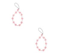 SHINEOFI 2 Piezas Correa para Teléfono con Dijes de Flores y Abalorios Lanyard para Móvil Color Rosa Accesorio Decorativo y Anticaídas para Claves Mochilas
