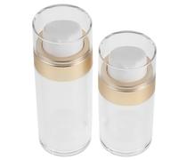 SHINEOFI 2 Piezas Dispensador Portátil de Loción de Viaje Recargable de 30ml y 50ml Diseño Elegante, Plástico Dorado, Botella Transparente para Vacaciones y Cuidado Personal